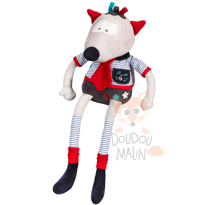  mister bouh soft toy grey red blue star 